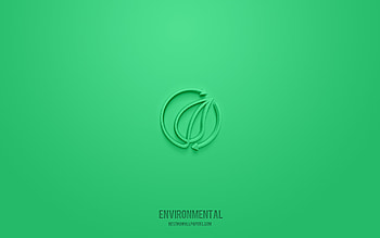 Environmental 3d icon, green background, 3d symbols, Environmental, ecology icons, 3d icons, Environmental sign, ecology 3d icons HD wallpaper