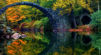 magic bridge, bridge, magic, fantasy, lake HD wallpaper