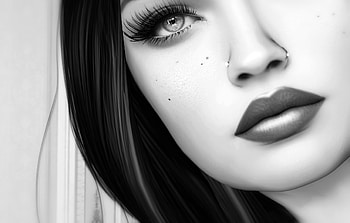 Girl, white, rendering, black, bw, beauty, woman, fantasy, face, eye HD wallpaper