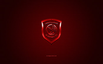 Al-Duhail SC, Qatar football club, QSL, red logo, red carbon fiber background, Qatar Stars League, football, Duhail, Qatar, Al-Duhail SC logo HD wallpaper