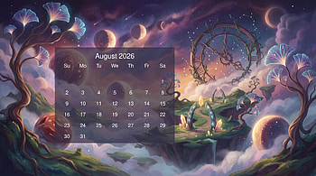 August 2026: Celestial Dream Calendar, August 2026 Calendar HD wallpaper
