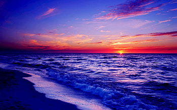 SUNSET, night, sea, sun, beach HD wallpaper