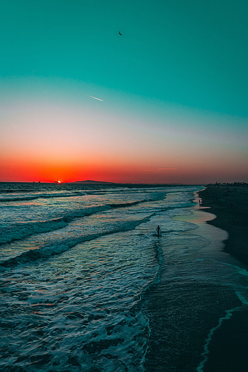 Nature, Sunset, Silhouette, Ocean, Surf HD phone wallpaper