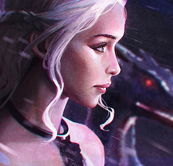 Daenerys Targaryen, Tvshow, art, Game of Thrones, necklace, beautiful, long hair, beauty, woman, lady, fantasy, abstract, white hair, dragon, fantasy woman, female HD wallpaper