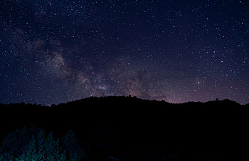 Hill, silhouette, night, starry sky HD wallpaper