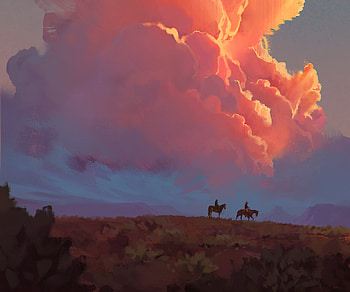 Artistic Cowboy Sunset:, artistic, cowboy HD wallpaper