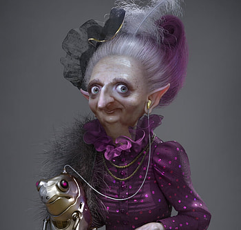 Matulia Snork, purple, old, fantasy, olga cornacchia, cornacchiaart, frog, woman HD wallpaper