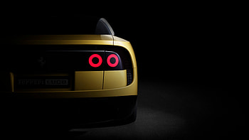 Ferrari Luce — : Rear Light Silhouette, Vehicle, Sports Car, Yellow Car, Rear View HD wallpaper