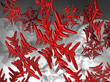 Snowflakes, abstract, 3d, red HD wallpaper