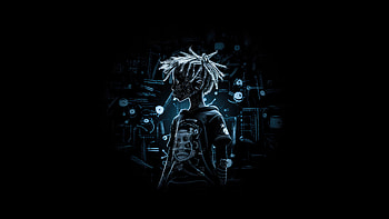 Kid Cyberpunk Minimal, cyberpunk, scifi, artist, artwork, digital-art, dark, black, oled, minimalism, minimalist HD wallpaper