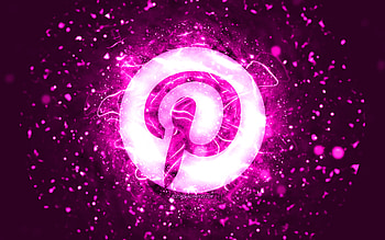Pinterest purple logo, , purple neon lights, creative, purple abstract background, Pinterest logo, social network, Pinterest HD wallpaper