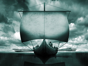 vikings_on_a_mission, viking, sky, nature, dark, cloud, beach HD wallpaper