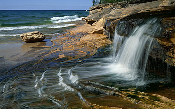 Stone waterfall, stone, waterfalls, nature, beaches HD wallpaper