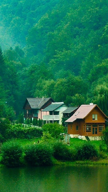Nice, Lake House, green nature HD phone wallpaper