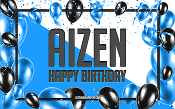 Happy Birtay Aizen, Birtay Balloons Background, Aizen, with names, Aizen Happy Birtay, Blue Balloons Birtay Background, Aizen Birtay HD wallpaper