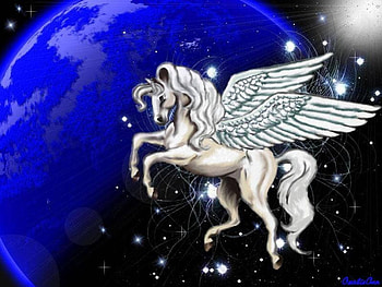 Star Spangled Pegasus, planet, moon, sky, pegasus, stars HD wallpaper