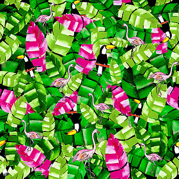 Birds, Leaves, Flamingo, Toucans, Pattern, Texture, Textures HD phone wallpaper