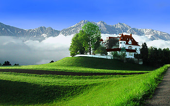 Place of dream, view, grass, nature, house HD wallpaper