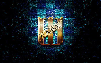 CA San Telmo, glitter logo, Primera Nacional, blue checkered background, soccer, argentinian football club, CA San Telmologo, mosaic art, football, San Telmo FC, Club Atletico San Telmo HD wallpaper