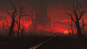 Gloomy, Art, Night, Railway, Train HD wallpaper
