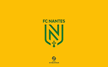 FC Nantes, yellow background, French football team, FC Nantes emblem, Ligue 1, Nantes, France, football, FC Nantes logo HD wallpaper