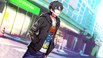 Blue Eyes Anime Boy With Black Overcoat Standing In Building Background Anime Boy HD wallpaper