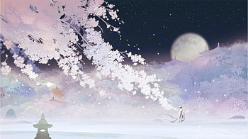 Spring night, night, moon, fantasy, art, man, acorus, luminos, spring, luna HD wallpaper