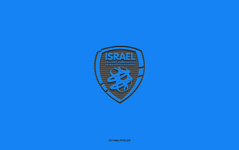 Israel national football team, blue background, football team, emblem, UEFA, Israel, football, Israel national football team logo, Europe HD wallpaper
