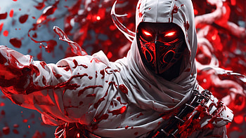 White Haired Shinobi, white hair, red, ninja, warrior, Killer HD wallpaper
