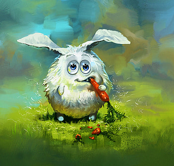 Art, Cool, Rabbit, Hare, Carrot HD wallpaper