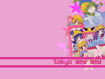 Chibi Mew Mews Going to school, pink, chibi, anime, other, stars, mew mews, tokyo mew mew HD wallpaper
