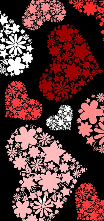 flower, red, pink, artistic, heart HD phone wallpaper
