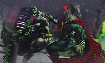 Batman Beating Superman , batman, superman, artwork, artist, digital-art, superheroes, deviantart HD wallpaper
