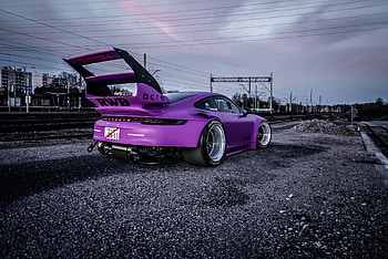Purple Porsche 992 Modified Car Cgi, porsche-992, porsche, cars, behance, purple HD wallpaper