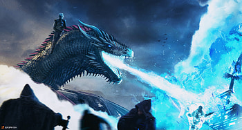 White Walker And Dragon Breaching The Wall, white-walkers, game-of-thrones-season-8, tv-shows, artist, artwork, digital-art, artstation, dragon HD wallpaper