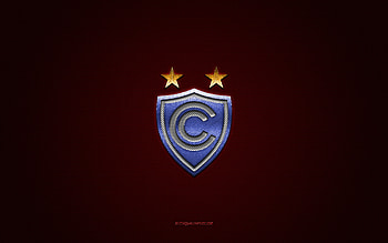 Cienciano, Peruvian football club, blue logo, red carbon fiber background, Liga 1, football, Peruvian Primera Division, Cusco, Peru, Cienciano logo HD wallpaper
