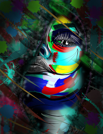 Art, Multicolored, Motley, Paint, Stains, Spots, Face HD phone wallpaper
