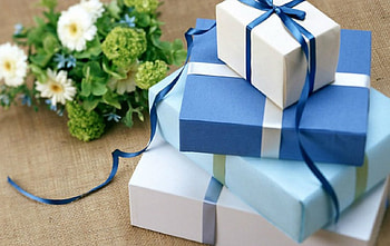 Gifts for you, blue, gifts, flowers, ribbon HD wallpaper
