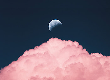 Half-moon, clouds HD wallpaper
