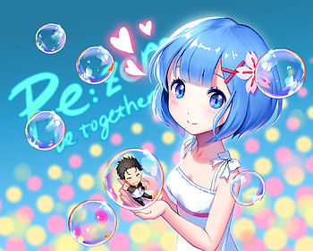 Little, blue, anime girl, rem, anime, cute, blue hair, girl HD wallpaper