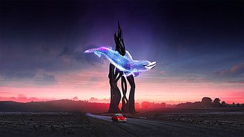 Fantasy, car, landscape, journey HD wallpaper