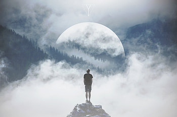Mountain Man Standing On Rock Manipulation graphy, mountain, graphy, manipulation, rock, hop HD wallpaper