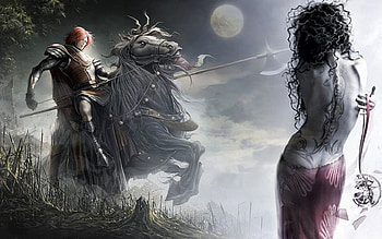 My Hero, knight, horse, fantasy, woman HD wallpaper