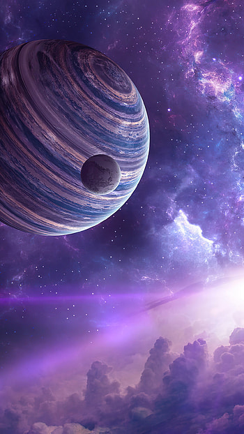 Planet, Moon, Space, Stars HD phone wallpaper