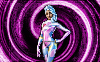 Party MVP, purple grunge background, Fortnite, vortex, Fortnite characters, Party MVP Skin, Fortnite Battle Royale, Party MVP Fortnite HD wallpaper