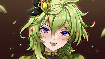 Green Hair Purple Eyes Collei Genshin Impact HD wallpaper