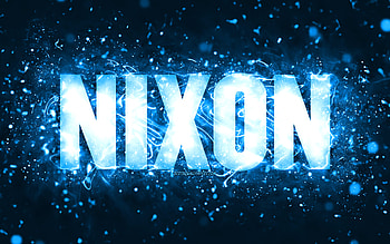 Happy Birtay Nixon, , blue neon lights, Nixon name, creative, Nixon Happy Birtay, Nixon Birtay, popular american male names, with Nixon name, Nixon HD wallpaper