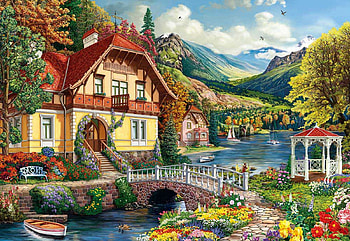 beautiful landscape, bridge, landscape, river, houses HD wallpaper