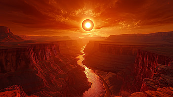 Stunning Eclipse Over Canyon River -, eclipse, canyon, river, sunlight, landscape HD wallpaper