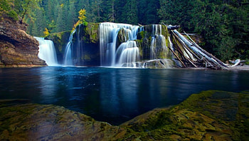 Waterfall, trees, beautiful, nature HD wallpaper